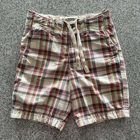 Abercrombie Fitch Shorts Mens 30 x 9 VTG Y2K Plaid Button Fly - Picture 1 of 9